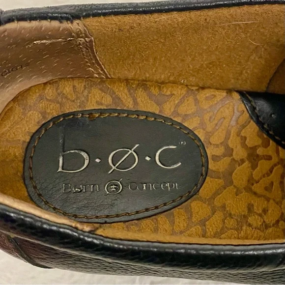 BOC Born on Concept Pebbled Black Leather Wedge Clogs Women’s Size 8 - Picture 7 of 11